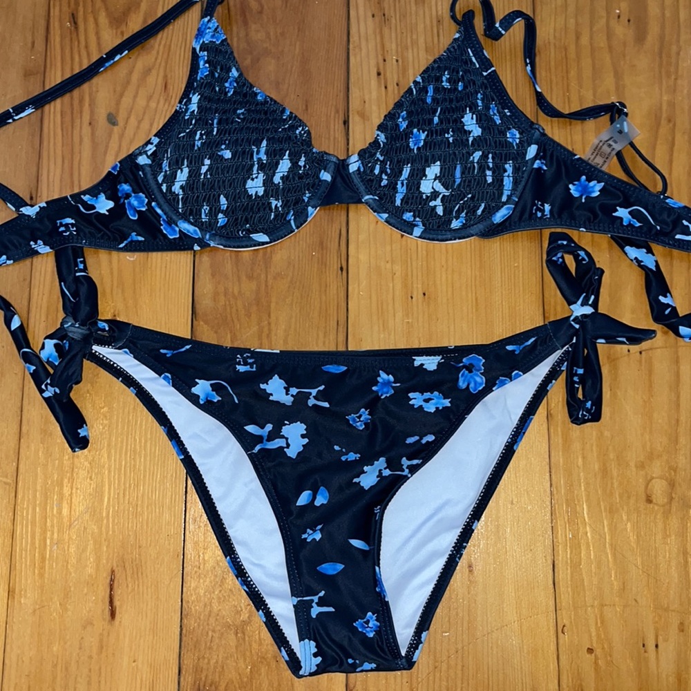 Shein navy floral bikini